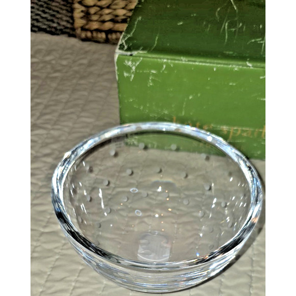 Kate Spade Lenox Larabee Dot Round Bowl 6" Lead Crystal Polka Dot Modern Elegant - Picture 4 of 7